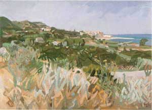 Tropea: monti e mare - 1986 olio 70x50