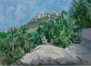 Paesaggio con macchina