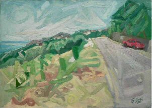 Strada vesuviana con macchina