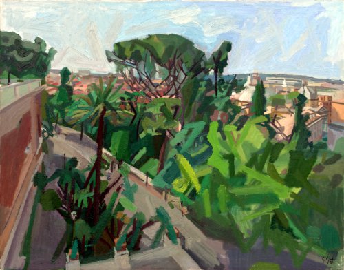 Il Pincio, Villa Borghese, 1984, Olio su tela