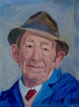 Autoritratto con cappello, 2004, Olio su tela